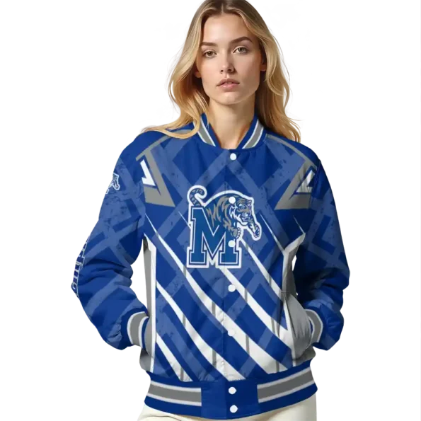 customized memphis tigers chevron angles blue varsity jacket latest model.webp