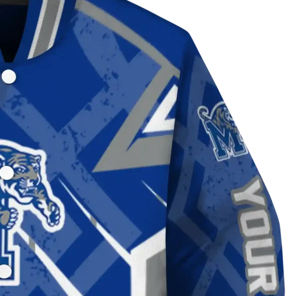 customized memphis tigers chevron angles blue varsity jacket premium grade.webp