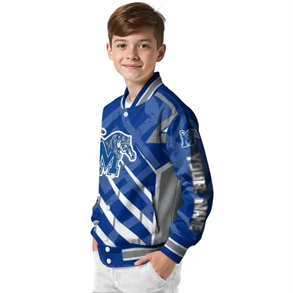 customized memphis tigers chevron angles blue varsity jacket trendy.webp