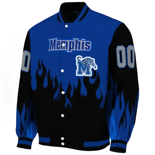 customized memphis tigers flame border blue black varsity jacket best selling