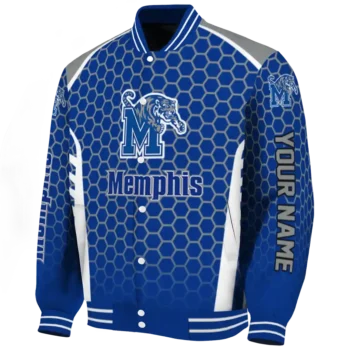 customized memphis tigers hexagon grid blue varsity jacket best selling.webp