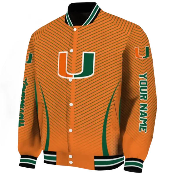 customized miami hurricanes chevron arrow orange varsity jacket best selling