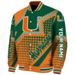 customized miami hurricanes star burst orange varsity jacket best selling.webp
