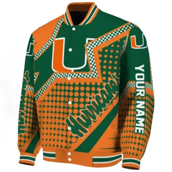 customized miami hurricanes star burst orange varsity jacket best selling.webp