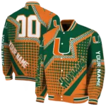 customized miami hurricanes star burst orange varsity jacket best selling.webp