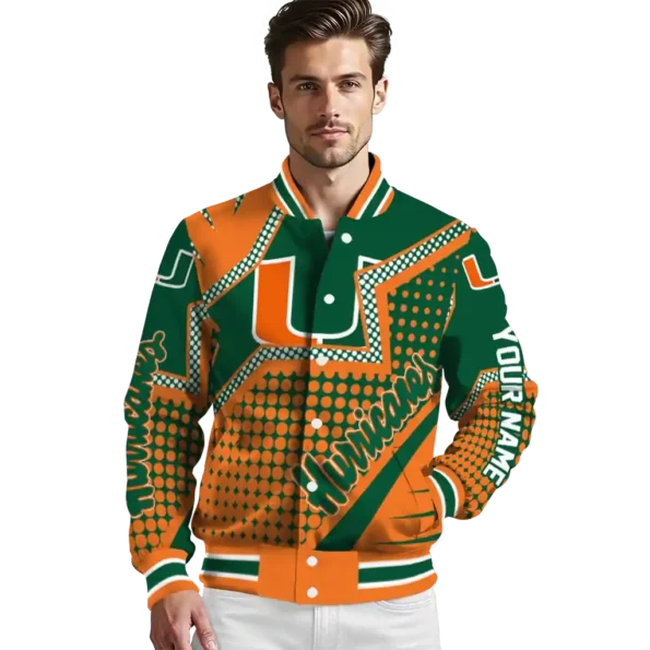 customized miami hurricanes star burst orange varsity jacket high quality.webp