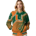 customized miami hurricanes star burst orange varsity jacket best selling.webp