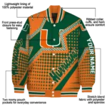 customized miami hurricanes star burst orange varsity jacket best selling.webp