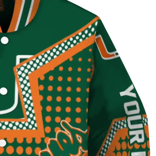 customized miami hurricanes star burst orange varsity jacket premium grade.webp