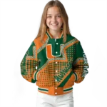 customized miami hurricanes star burst orange varsity jacket best selling.webp