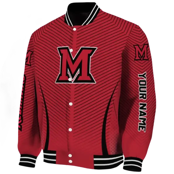 customized miami redhawks chevron arrow red varsity jacket best selling