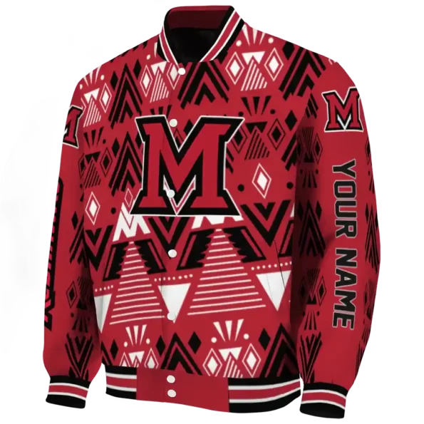 customized miami redhawks pyramid shapes red varsity jacket best selling.webp