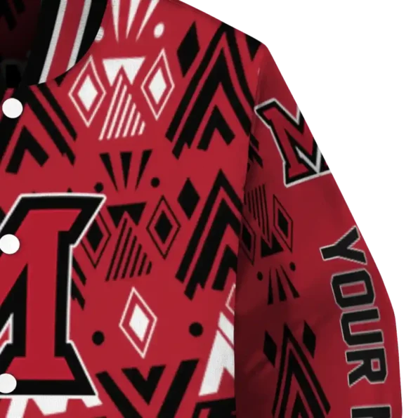 customized miami redhawks pyramid shapes red varsity jacket premium grade.webp