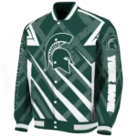 customized michigan state spartans chevron angles green varsity jacket best selling.webp