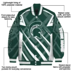 customized michigan state spartans chevron angles green varsity jacket best selling.webp
