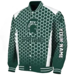 customized michigan state spartans hexagon grid green varsity jacket best selling.webp