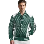 customized michigan state spartans hexagon grid green varsity jacket best selling.webp