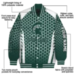 customized michigan state spartans hexagon grid green varsity jacket best selling.webp