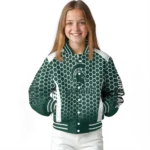 customized michigan state spartans hexagon grid green varsity jacket best selling.webp