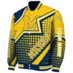 customized michigan wolverines star burst blue varsity jacket best selling.webp