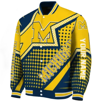 customized michigan wolverines star burst blue varsity jacket best selling.webp
