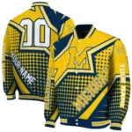 customized michigan wolverines star burst blue varsity jacket best selling.webp
