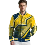 customized michigan wolverines star burst blue varsity jacket best selling.webp