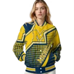 customized michigan wolverines star burst blue varsity jacket best selling.webp