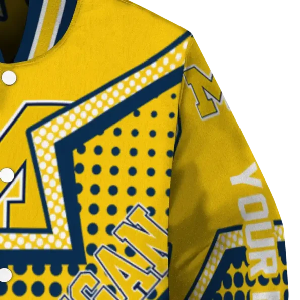 customized michigan wolverines star burst blue varsity jacket premium grade.webp