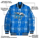 customized-middle-tennessee-blue-raiders-bolt-stripe-blue-varsity-jacket-best-selling.webp