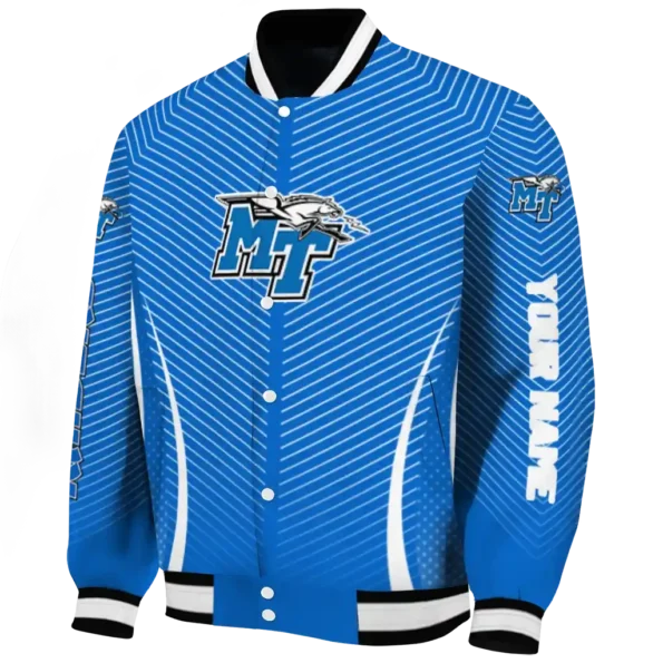 customized middle tennessee blue raiders chevron arrow blue varsity jacket best selling