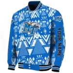 customized middle tennessee blue raiders pyramid shapes blue varsity jacket best selling.webp