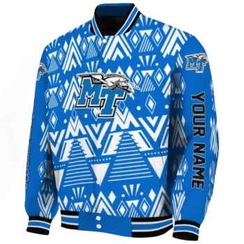 customized middle tennessee blue raiders pyramid shapes blue varsity jacket best selling.webp