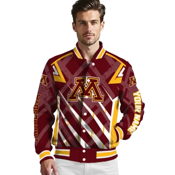 customized minnesota golden gophers chevron angles maroon varsity jacket high quality.webp