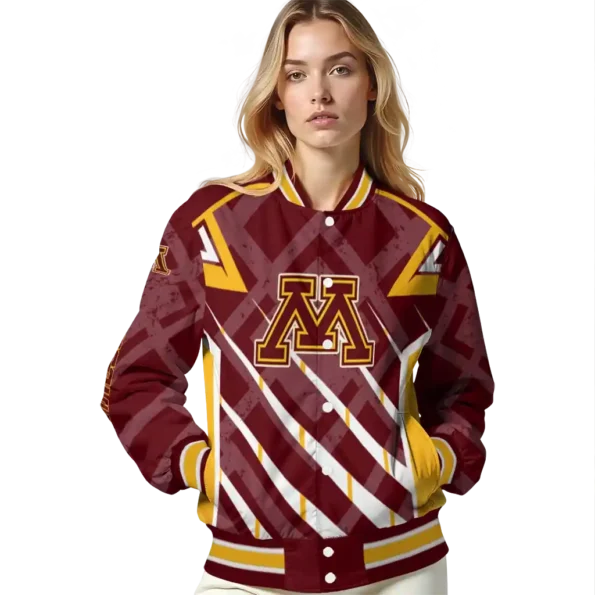 customized minnesota golden gophers chevron angles maroon varsity jacket latest model.webp