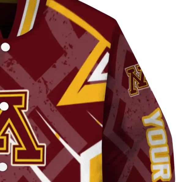 customized minnesota golden gophers chevron angles maroon varsity jacket premium grade.webp