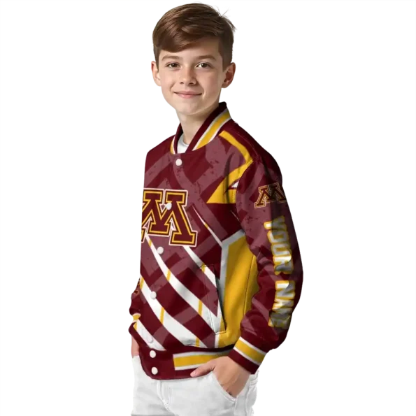 customized minnesota golden gophers chevron angles maroon varsity jacket trendy.webp