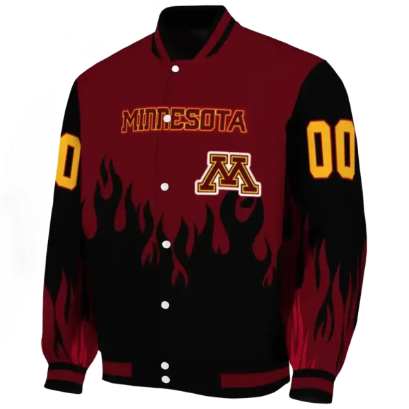customized minnesota golden gophers flame border maroon black varsity jacket best selling