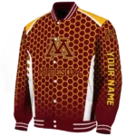 customized minnesota golden gophers hexagon grid maroon varsity jacket best selling.webp