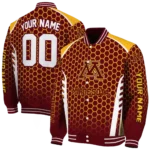 customized minnesota golden gophers hexagon grid maroon varsity jacket best selling.webp