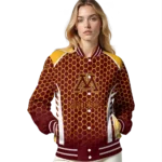 customized minnesota golden gophers hexagon grid maroon varsity jacket best selling.webp