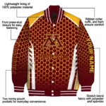 customized minnesota golden gophers hexagon grid maroon varsity jacket best selling.webp