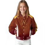 customized minnesota golden gophers hexagon grid maroon varsity jacket best selling.webp