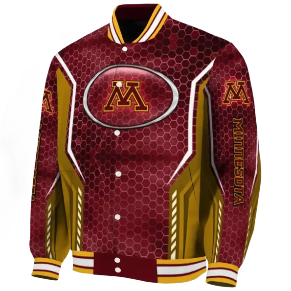 customized minnesota golden gophers power plate maroon varsity jacket best selling