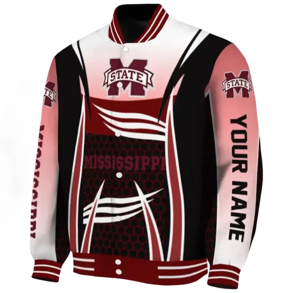 customized mississippi state bulldogs mesh effect maroon black varsity jacket best selling