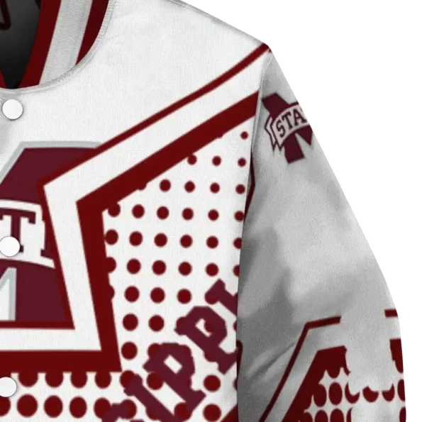 customized mississippi state bulldogs star burst maroon varsity jacket premium grade.webp