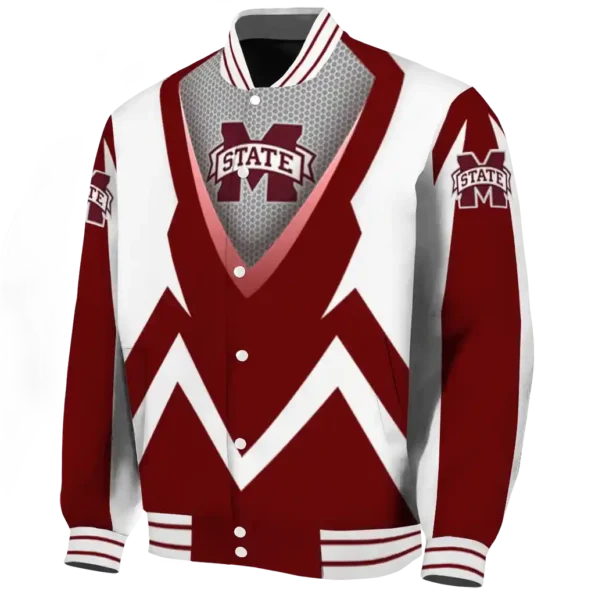 customized mississippi state bulldogs v stripes maroon white varsity jacket best selling