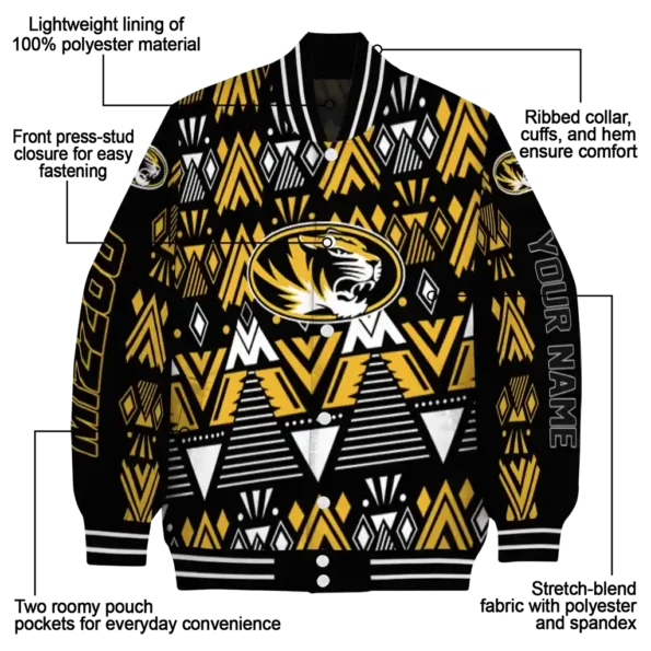 customized missouri tigers pyramid shapes black varsity jacket new arrival.webp