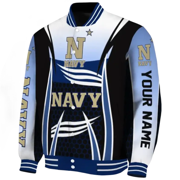 customized navy midshipmen mesh effect blue black varsity jacket best selling