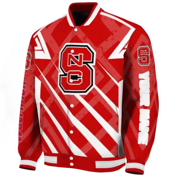 customized nc state wolfpack chevron angles red varsity jacket best selling